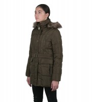 ������� Hooded Faux Fur Trim Down Belted Khaki Coat - �������� ������� ��������� ������ BOMBABRANDS.RU