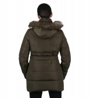 ������� Hooded Faux Fur Trim Down Belted Khaki Coat - �������� ������� ��������� ������ BOMBABRANDS.RU