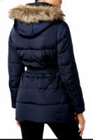������� Hooded Faux Fur Trim Down Belted Navy Coat - �������� ������� ��������� ������ BOMBABRANDS.RU