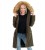   Faux Fur Trim Hooded Down Parka Coat Khaki